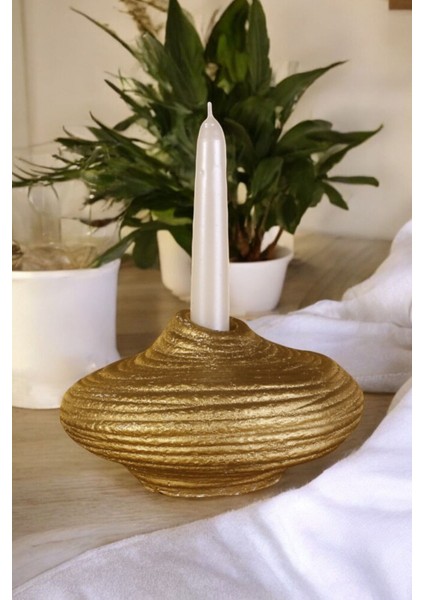 Şamdan Mumluk Dekoratif Mumluk Tealight Mumluk Altın Renk Model 42
