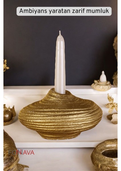 Şamdan Mumluk Dekoratif Mumluk Tealight Mumluk Altın Renk Model 42
