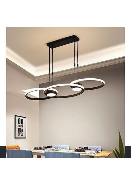 Spiral LED ve Spot Işıklı Avize Siyah