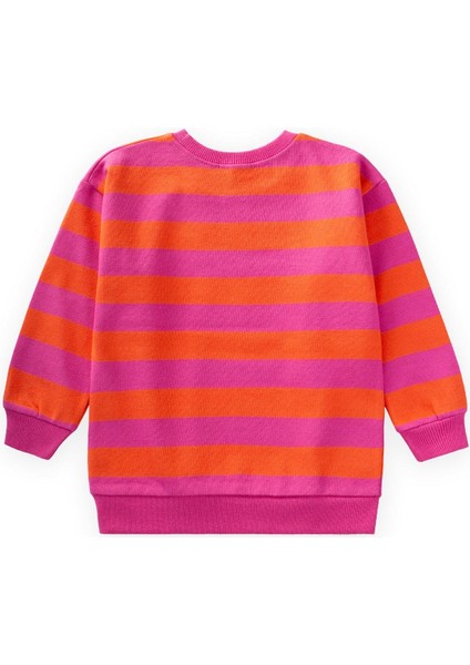 Çizgili Triko Sweatshırt 2-12 Yaş Turuncu Fuşya fiyatları