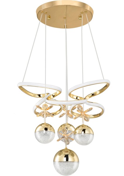 Kelebek Kasa 3 Renk Kumandalı Modern Sarkıt 3 Orta 1 Büyük 4 Toplu Kelebekli Ledli Salon Avize Gold fiyatları