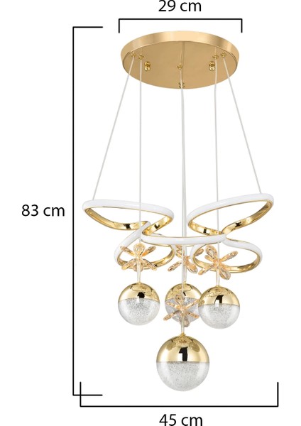 Kelebek Kasa 3 Renk Kumandalı Modern Sarkıt 3 Orta 1 Büyük 4 Toplu Kelebekli Ledli Salon Avize Gold fırsatları