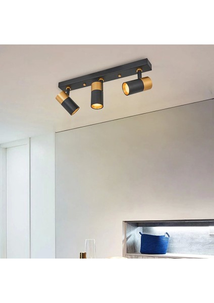 Üçlü Modern Siyah Gold Spot Avize