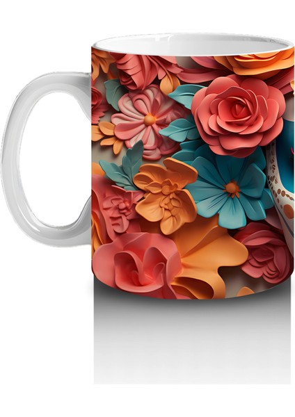 Pembe ve Sarı Çiçekler Arasında Buzlu Maske – Hediyelik Kahve Kupası fiyatları