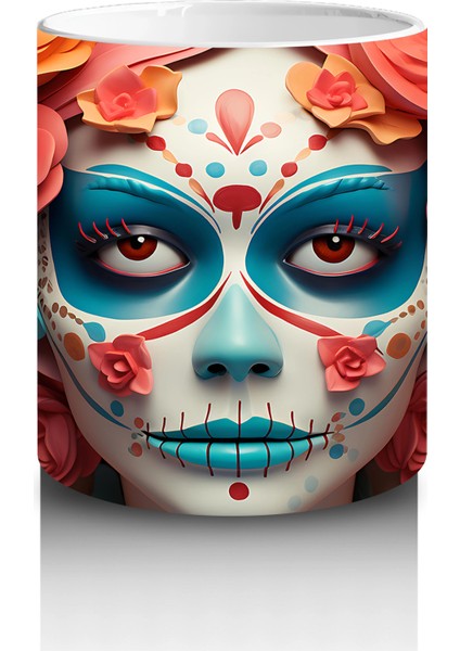 Pembe ve Sarı Çiçekler Arasında Buzlu Maske – Hediyelik Kahve Kupası modelleri