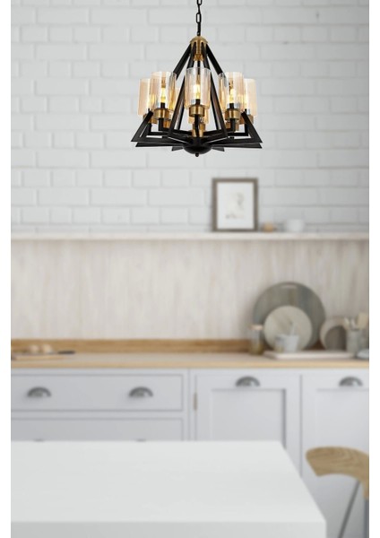 Prizma 8'li Klasik Avize Siyah