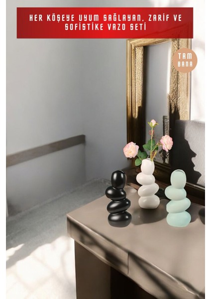 Dekoratif Vazo Seti Obje Ev Dekorasyon Masa Üstü Dekor Vazo Seti Model 54