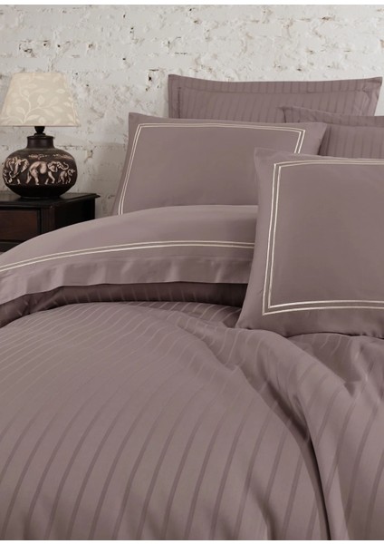 Imge Nakışlı Pamuk Saten Yollu Çift Kişilik Nevresim Takımı-A.kahve fiyatları