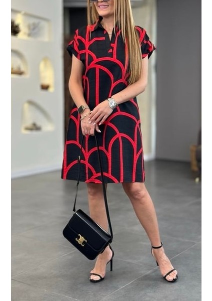 Omuz Drapeli Polo Yaka Keten Elbise fırsatları