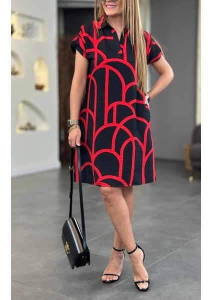 Omuz Drapeli Polo Yaka Keten Elbise indirimleri