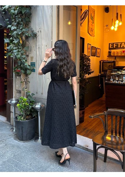 Pamuk Fisto Çiçek Desenli Cep ve Kemer Detaylı Astarlı Elbise modelleri