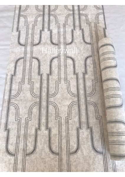 2445 Geometrik Desenli Gri 3D 5m2 Duvar Kağıdı