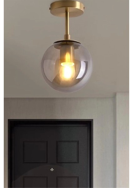 Mini Modern Spor Gold Füme Camlı Tavan Plofonyer