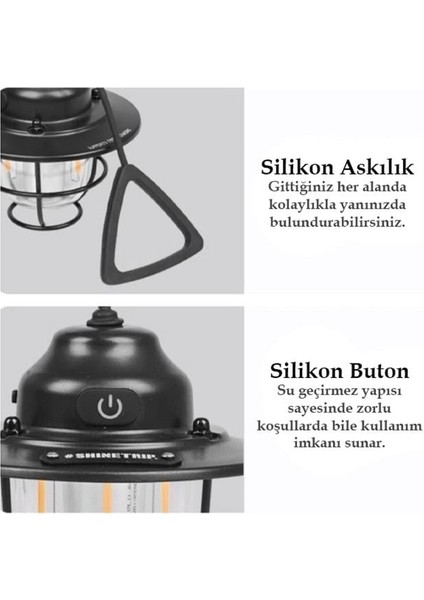 Powermaster PM-25439 Nostaljik 3 Filament 6 Smd Kamp Çadır Lambası Ampul 1200MAH Type-C fiyatları