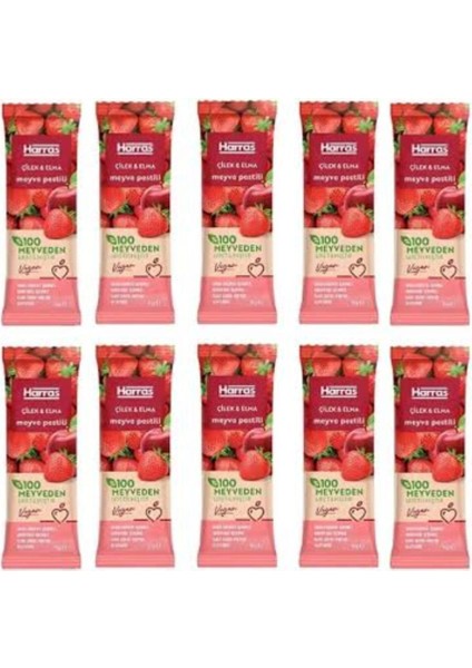 Harras Vegan Çilekli ve Elmalı Meyve Pestili X10