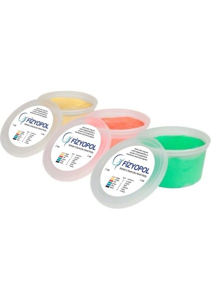 Çok Renkli Fizik Tedavi El Egzersiz Hamuru, 85 Gr, 3 Renk, 3 Oz
