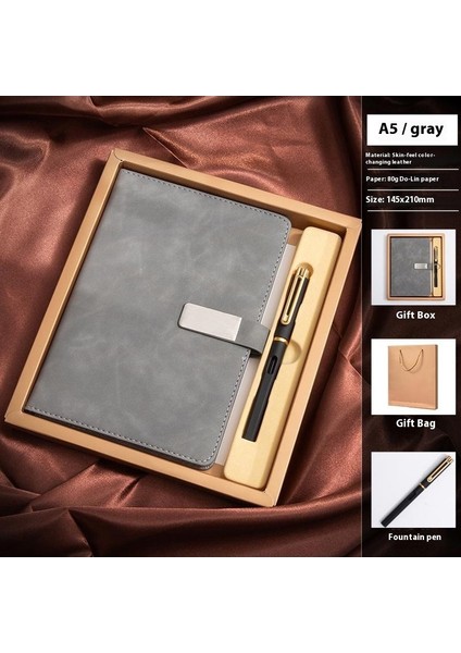 A5 Hediye Kutulu Tokalı Defter Çalışma Ofisi Iş Kırtasiye Defteri Toplantı Kayıt Defteri (Yurt Dışından)