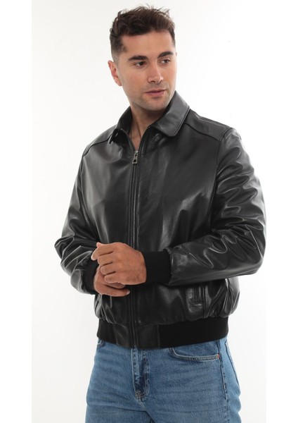 Hakiki Kuzu Deri Erkek Deri Mont Ceket
