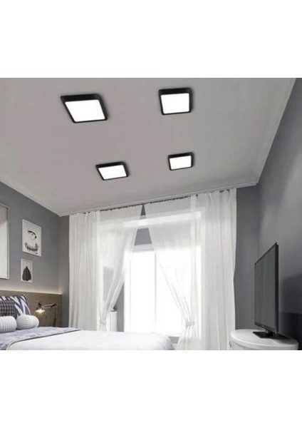 Modern Tavana Sıfır 24W Siyah Kasa Beyaz Işık Kare LED Avize Banyo Balkon Ofis Wc Aydınlatma modelleri