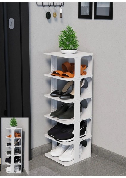 5 Katlı Gri Ayakkabılık, Kapı Önü Terlik ve Ayakkabı Organizeri