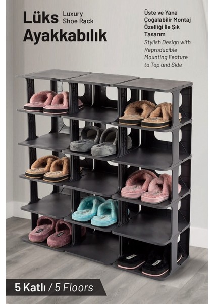 5 Katlı Gri Ayakkabılık, Kapı Önü Terlik ve Ayakkabı Organizeri indirimleri