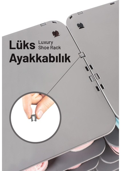 5 Katlı Gri Ayakkabılık, Kapı Önü Terlik ve Ayakkabı Organizeri