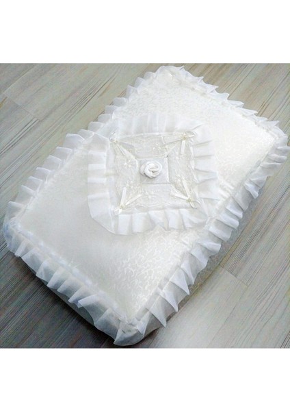 Ekru Mega Boy Hurç ve Çeyizlik Bohça Seti, Baklava Desenli, Şık ve Zarif Tasarım