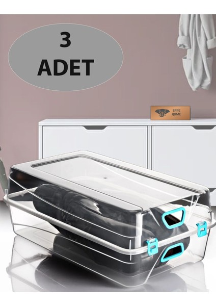 Şık Erkek Ayakkabı Saklama Kutusu 3'lü, Beyaz, 36X22X13 cm