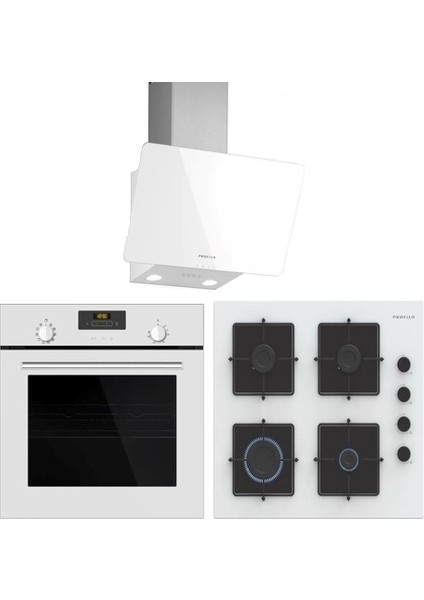 Elit Beyaz Cam Ankastre Set Premıum Paket (FRMA234B +OE36K2P10D + DVK6J320)