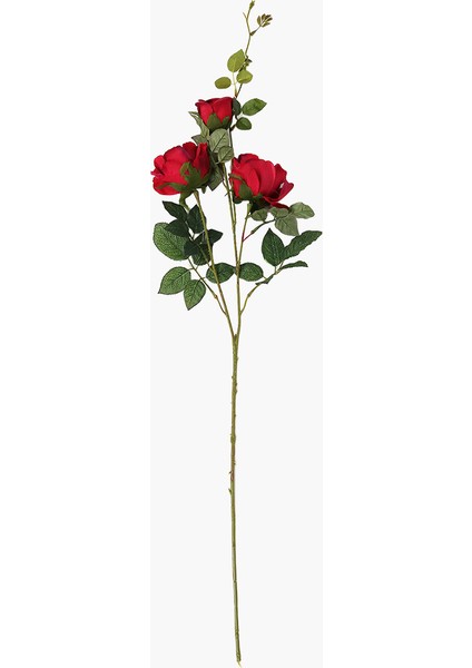 3 Başlı Gül Dal Koyu Kırmızı 80 cm