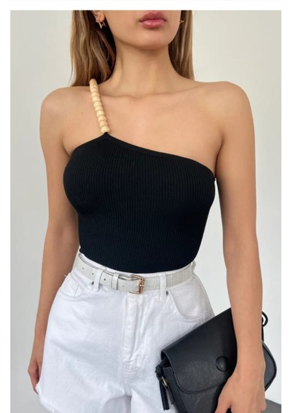 Kadın Boncuk Detaylı Crop