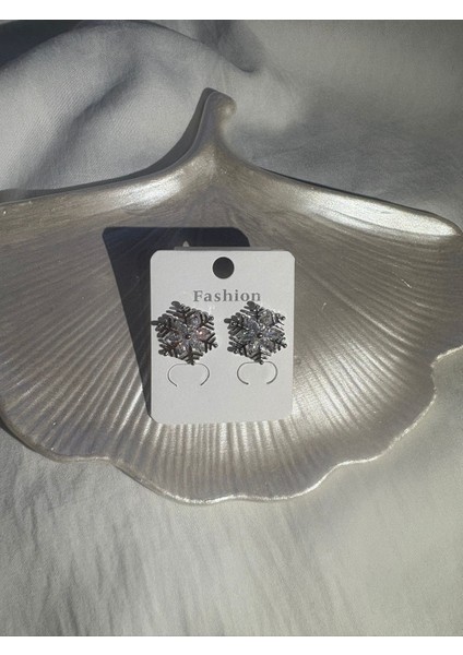 Gümüş Renk Kar Tanesi Çelik Küpe modelleri