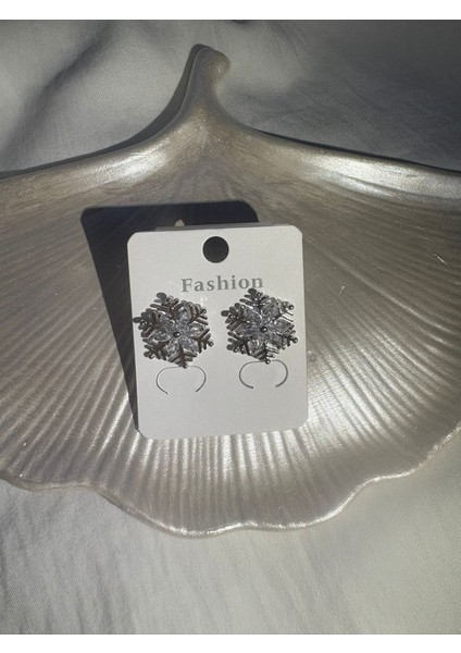 Gümüş Renk Kar Tanesi Çelik Küpe fırsatları