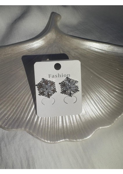 Gümüş Renk Kar Tanesi Çelik Küpe indirimleri