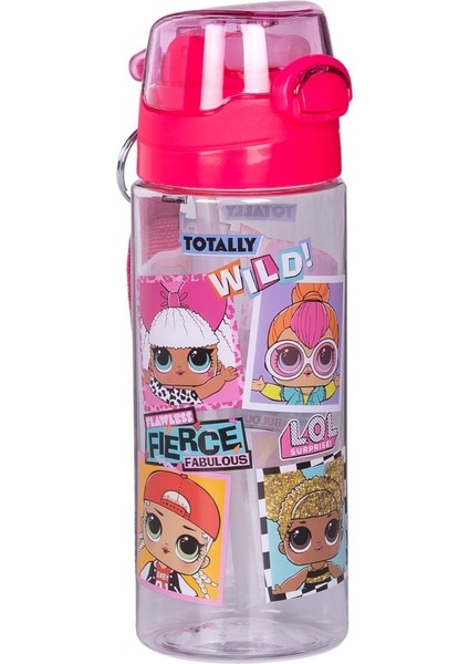 Pembe 500ML Pipetli Askılı Su Matarası, Şeffaf Kapaklı, Kilitli, Çocuklar Için Ideal