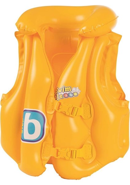 Sarı Can Yeleği 3+ Yaş Çocuk 51x46 cm Şişme Yaka Çift Kopçalı Güvenli Tasarım