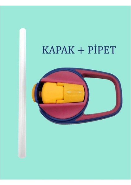 580 ml ve 430 ml Kırmızı Yedek Kapaklı ve Pipetli Şeffaf Su Şişesi