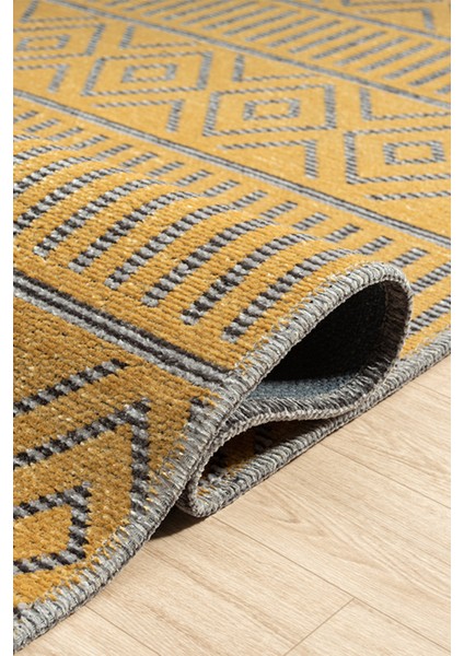 Ares Hardal Gri Halı Yıkanabilir Kaymaz Taban Şönil Kilim Dokuma Pamuk Taban Kilim NV16 100 x 200 cm fırsatları