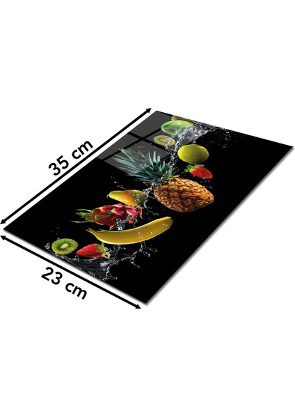 Su Içinde Tropik Meyveler Cam Kesme Tahtası , Silikon Ayaklı, Kırılmaya Dayanıklı, Sunum Tablası fiyatları