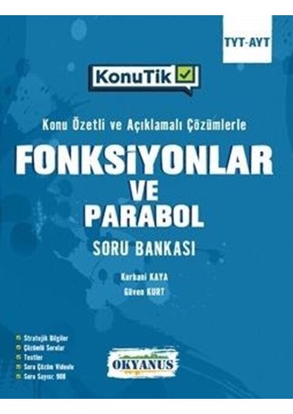 Okyanus 2026 Tyt Ayt konutik Fonksiyonlar ve Parabol Soru Bankası