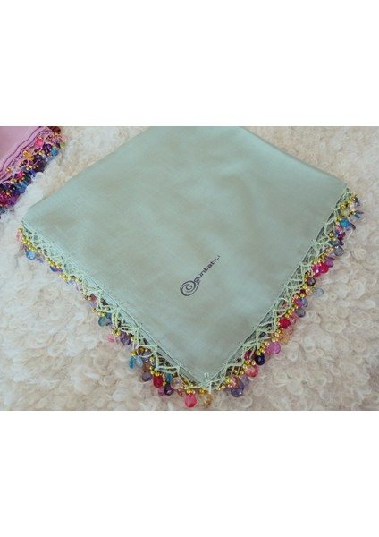 El Emeği Kristal Damla Boncuklu Yazma ,tülbent Yemeni, Fular ,4 Kenar Oyalı modelleri