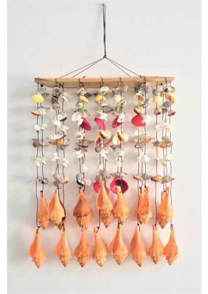 Büyük Boy Bej Deniz Kabuklu Bambu Tavan Duvar Balkon Süsü