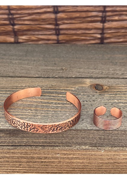 Ayarlanabilir Ölçü Saf Bakır Bileklik Yüzük Seti Bakır Bileklik Bakır Yüzük Set