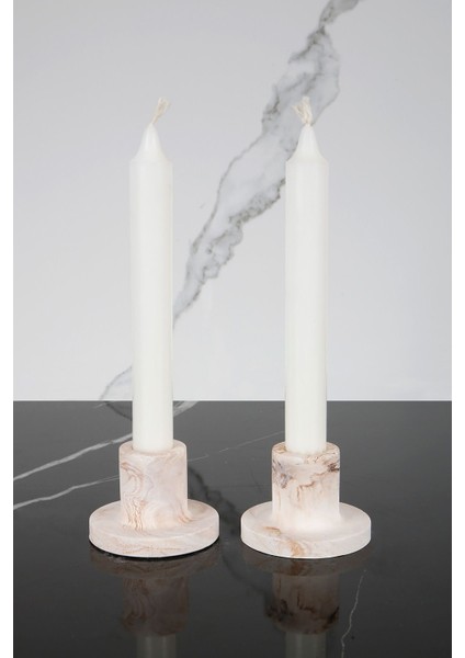 El Yapımı Bej Beton Mumluk Seti, Şamdan Dekoratif Aksesuar, Şık ve Modern Tasarım