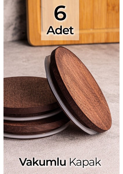 6'lı Ahşap Vakumlu Kapak, Elysia Timeless Uyumlu, Kahverengi
