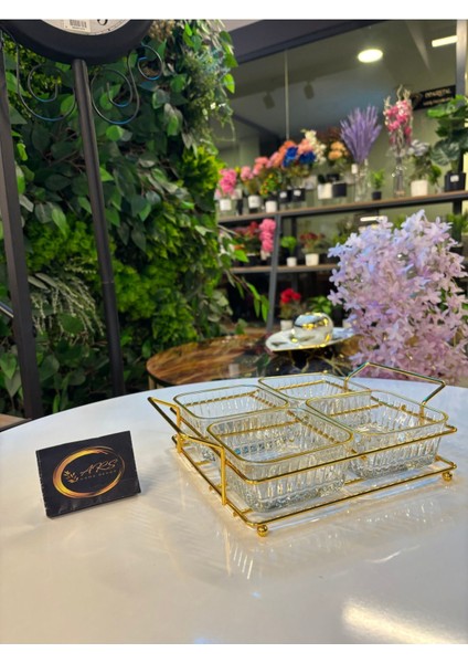 Renkli Yaldızlı Kare Kase Seti, Metal Standlı, Çerezlik ve Sunum Için Ideal fiyatları