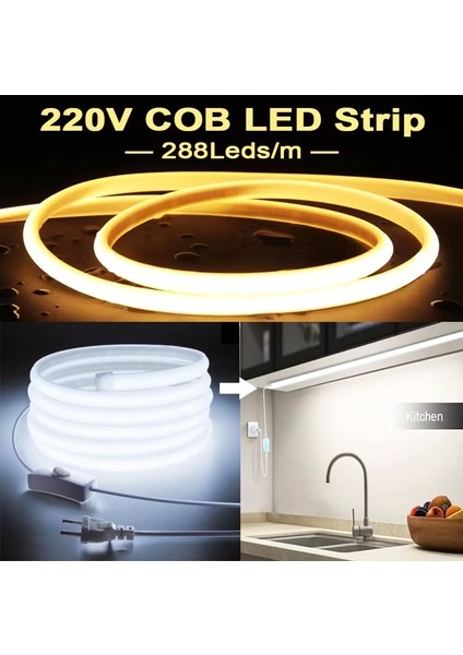 Neon LED 220volt (GÜNIŞIĞI 3 METRE NEONLED)Tak Çalıştır Fişli ve Anahtarlı ((VİDEOYU İZLEYİNİZ))MUTFAK DOLABINA ÇOK ŞIK VE KULLANIŞLIDIR