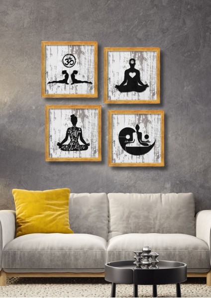 4 Parça Çok Renkli Yoga ve Dekor Tablo Seti, Salon, Yatak ve Çocuk Odası Için fiyatları