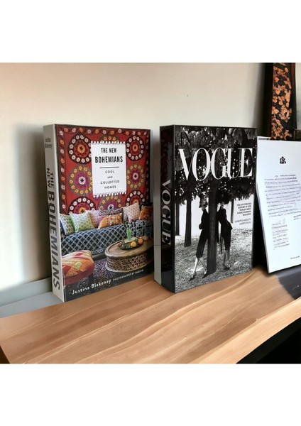 Turuncu Bohem ve Vogue Dekoratif Kitap Kutu Çift Set