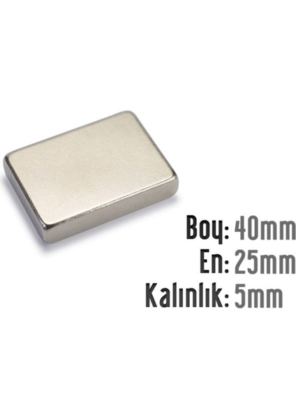 40X25X5MM Köşeli Neodyum Mıknatıs Güçlü ve Dayanıklı modelleri